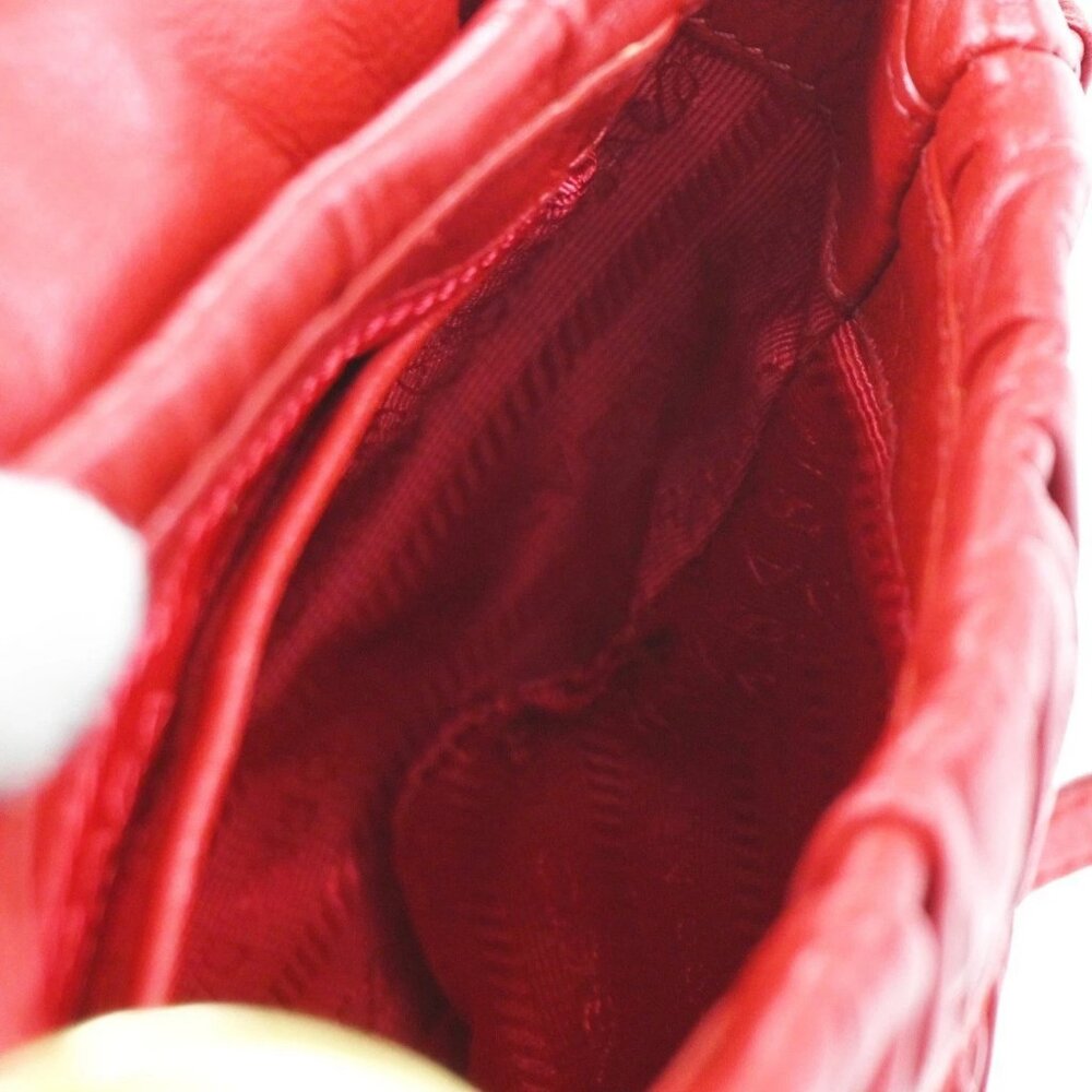 PRADA Logo Shoulder Hand Bag Nappa Leather Red GHW Italy 78CA652 - Picture 9 of 16